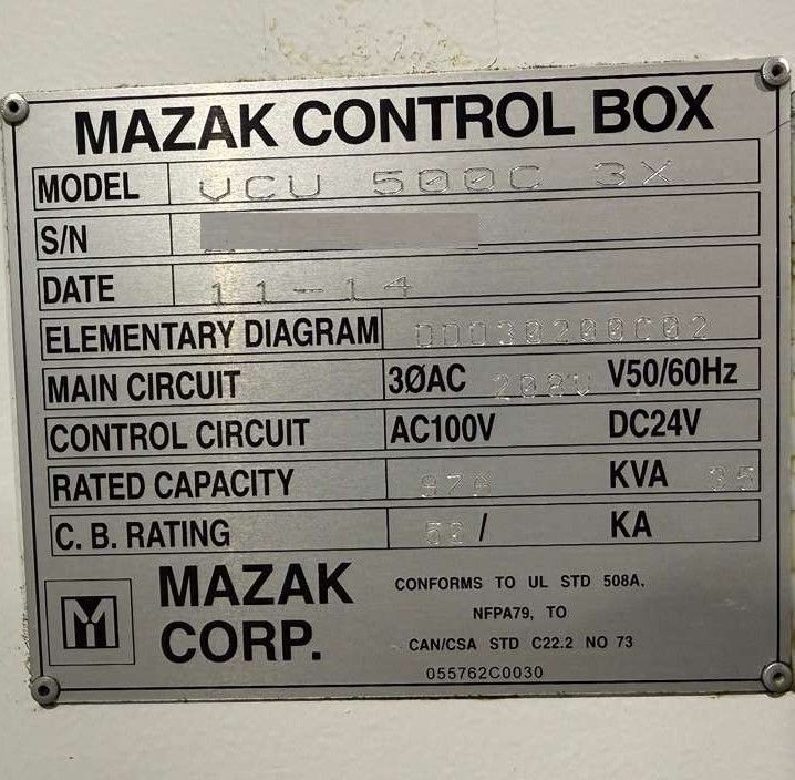Mazak VCU 500C 3X CNC Vertical Machining Center - Mill 24