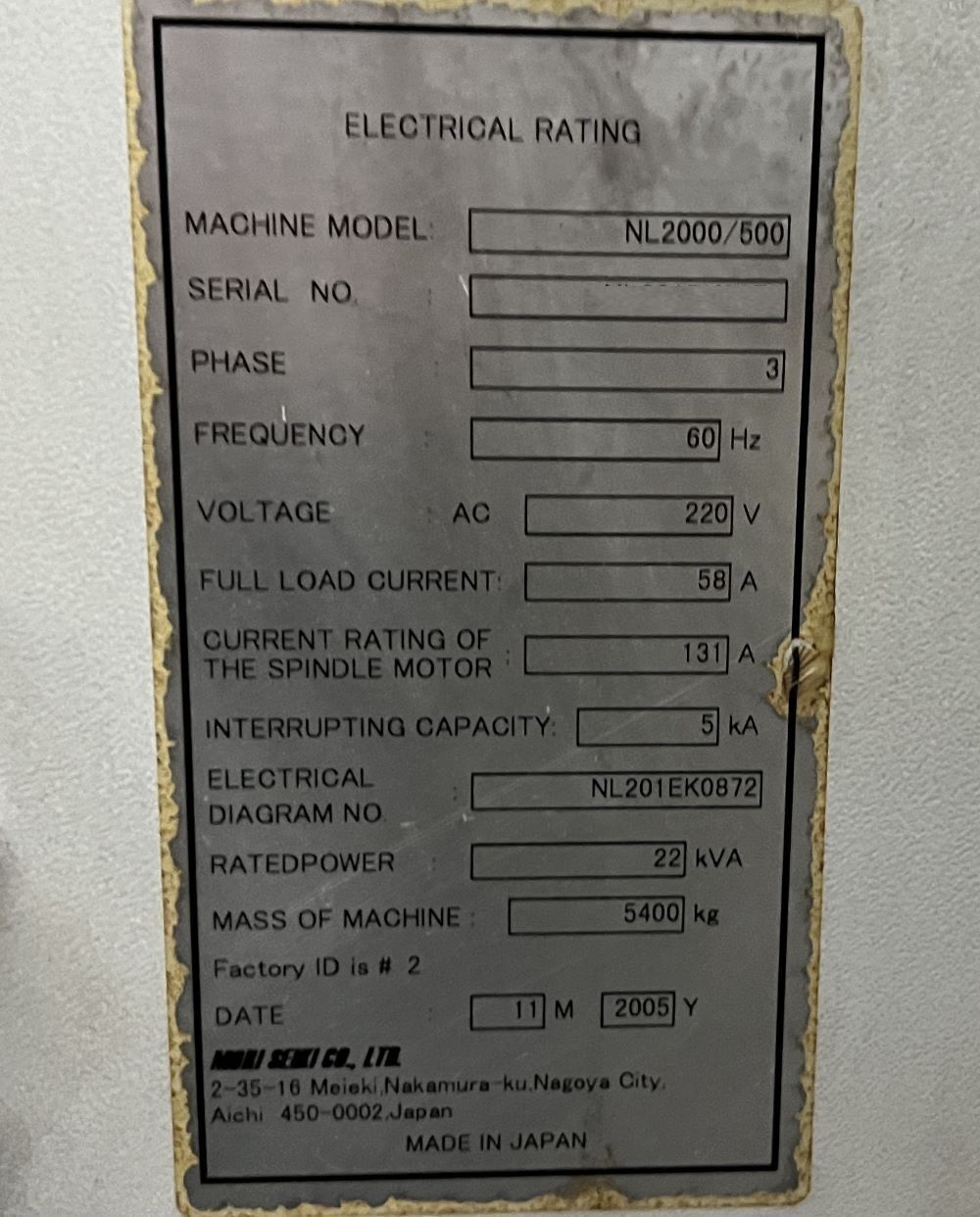 Mori Seiki NL-2000/500 CNC Turning Center 16