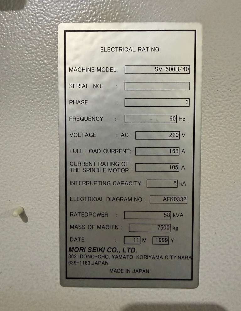 Mori Seiki SV-500B/40 CNC Vertical Machining Center - 4th & 5th Axis Ready Mill 22