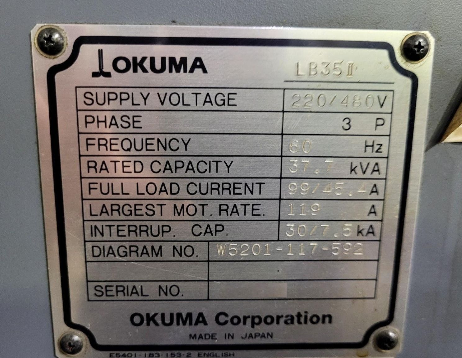 Okuma LB-35II CNC Turning Center - 15" Chuck Steady Rest Long Bed Lathe 17