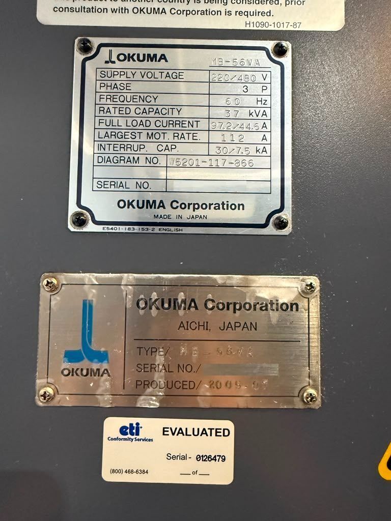 Okuma MB-56VA CNC Vertical Machining Center - TSC, 15,000 RPM Mill 12