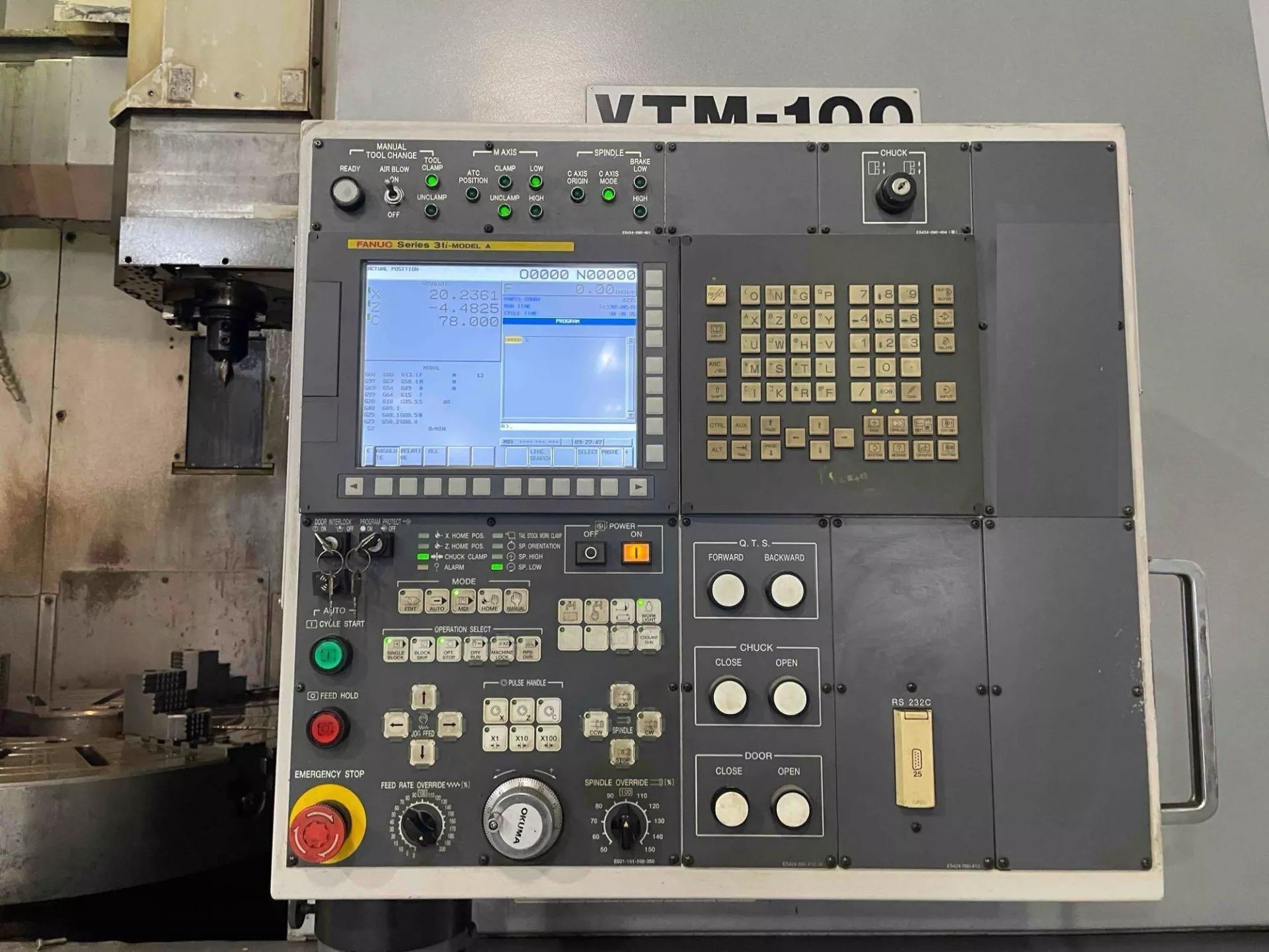 Okuma VTM-100 CNC Vertical Turning Center - Live Tool C Axis VTL 5