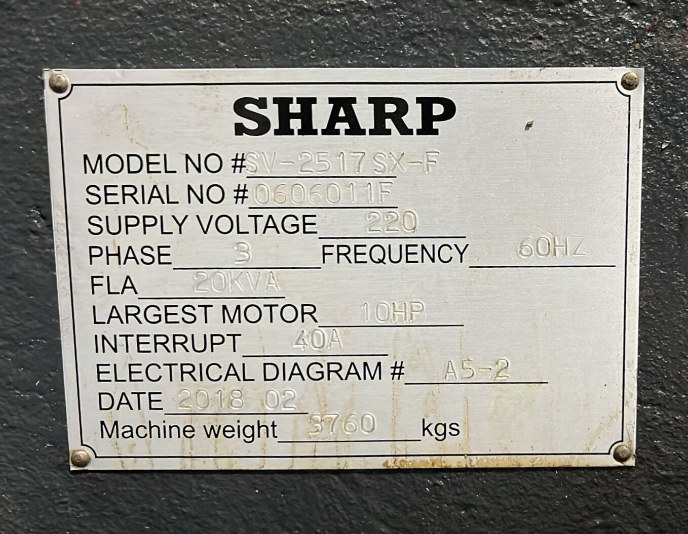Sharp SV-2517 SX-F CNC Vertical Machining Center - Mini Mill 15
