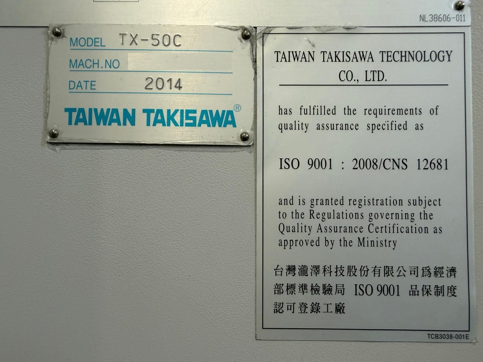 Takisawa TX-50C CNC Turning Center - 12" Chuck, 5" Big Bore Lathe 14