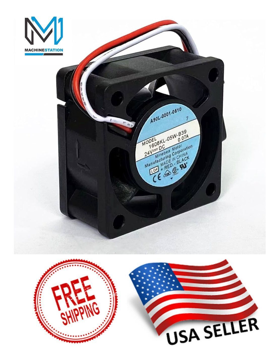 2x A90L-0001-0510 NMB-MAT MODEL 1608KL-05W-B39 24V DC 0.008A Fanuc Drive Fans 0