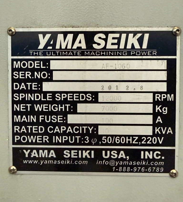 Yama Seiki AF-1060 CNC Vertical Machining Center - 12000 RPM TSC Mill 24