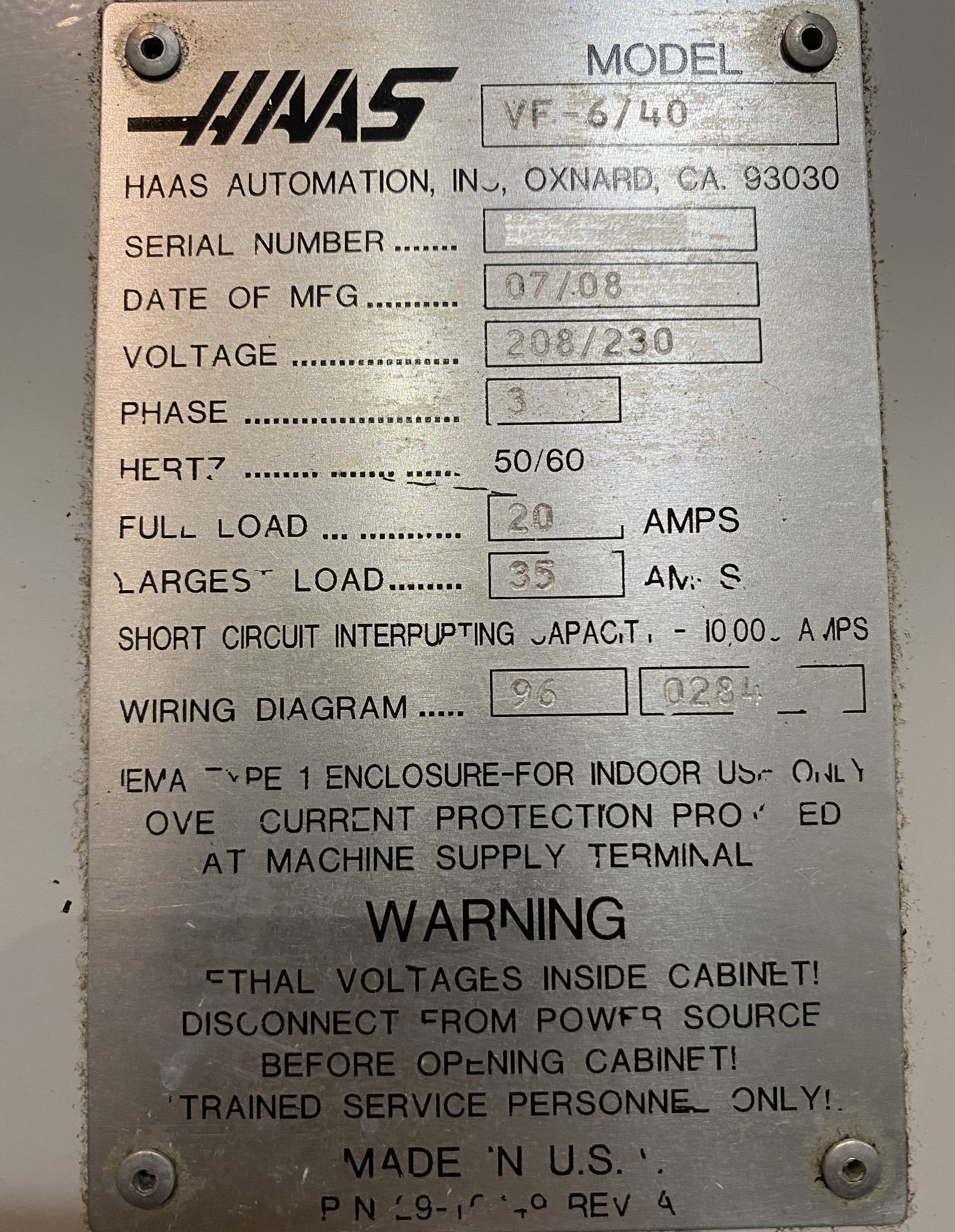 Haas VF-6/40 CNC Vertical Machining Center - 4th Axis Ready Mill 24