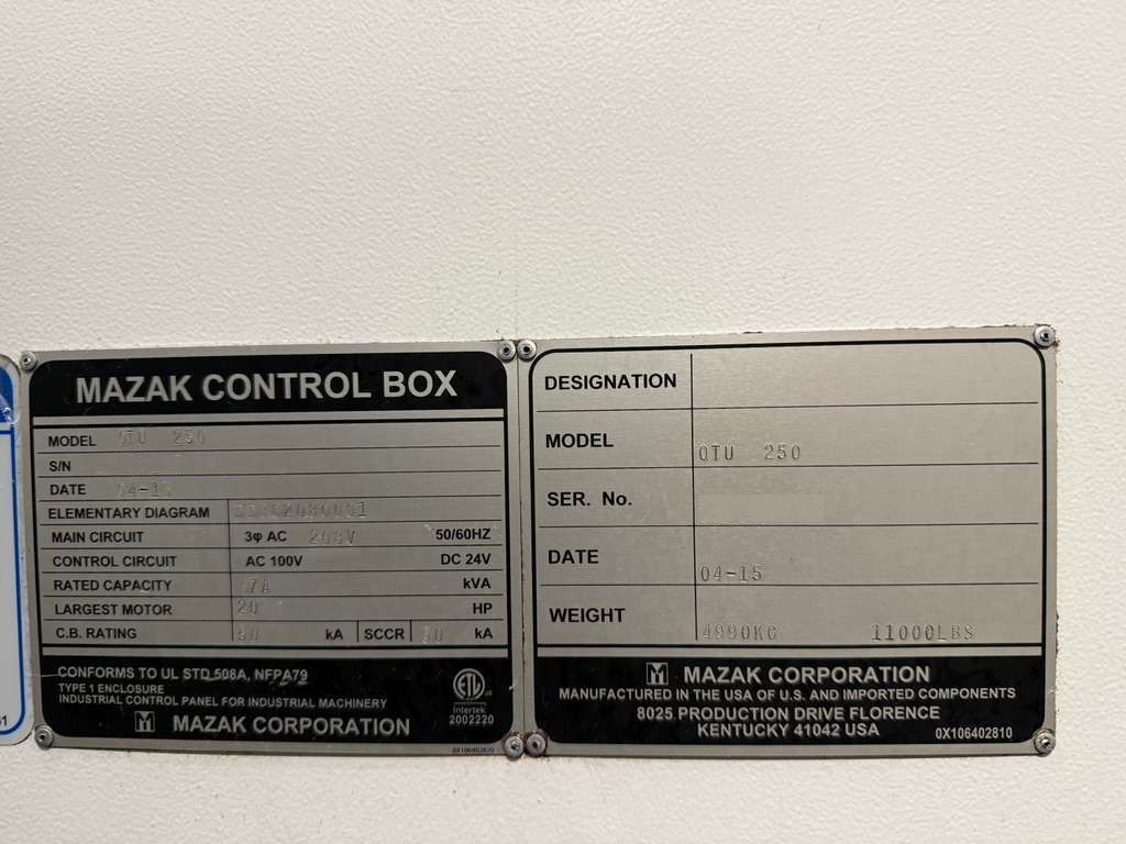 Used Mazak QTU-250 CNC Lathe (2015) – Turning Center