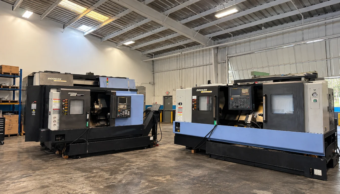 Used CNC machine in a professional industrial warehouse