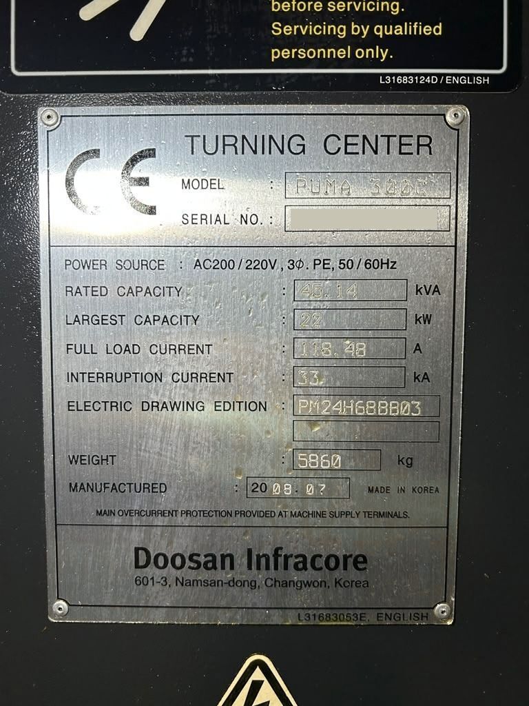 Doosan Puma 300C CNC Turning Center - 15" Chuck Lathe 17