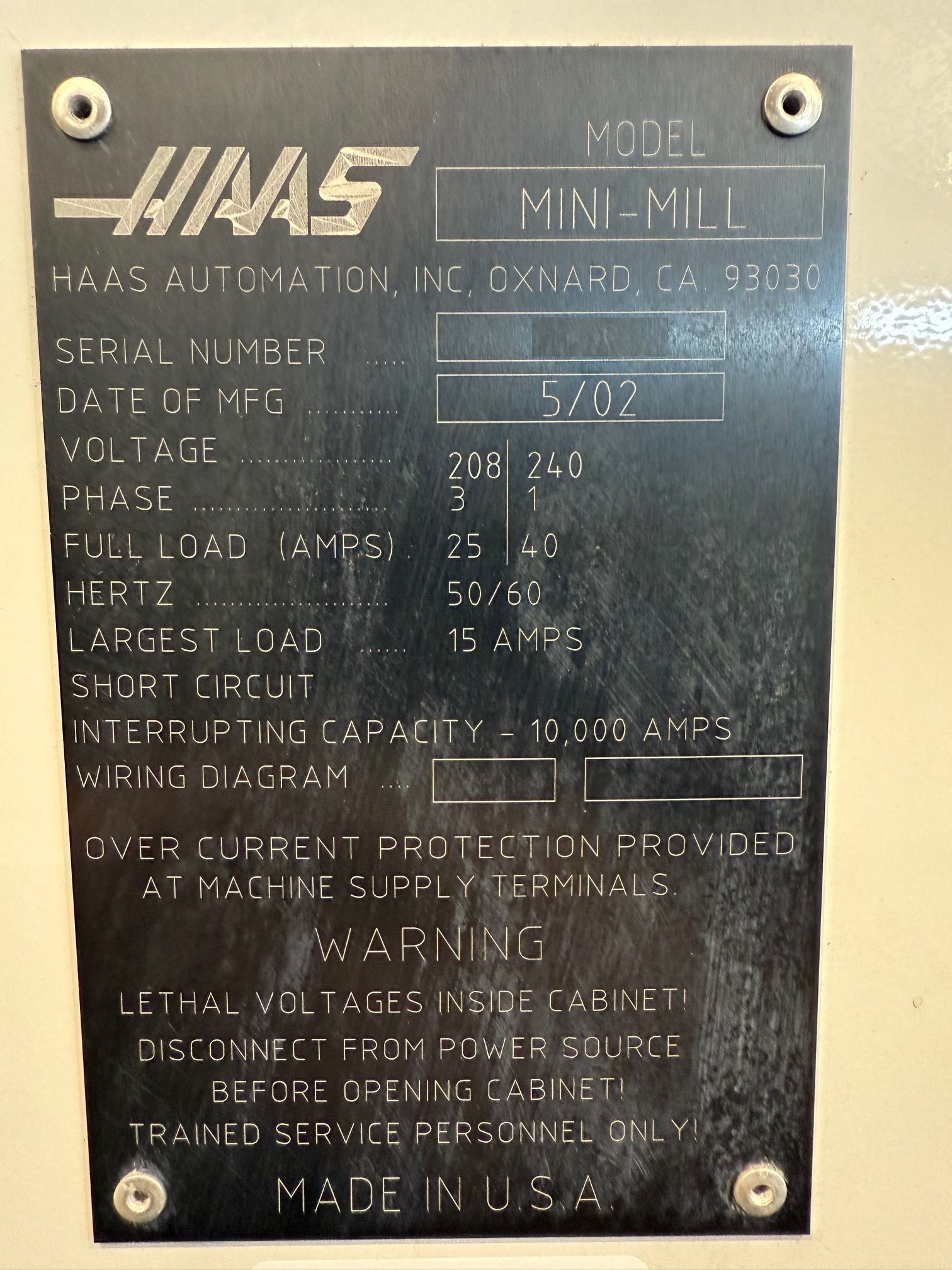 Haas Mini Mill CNC Vertical Machining Center - 4th Axis Ready 10