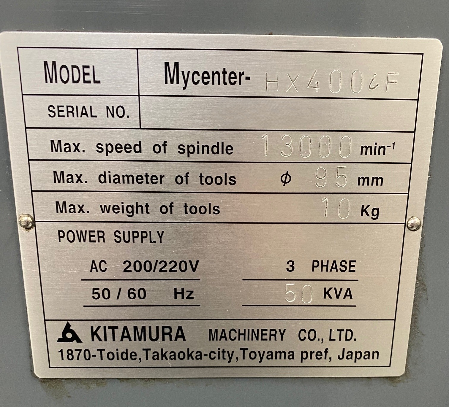 Kitamura MyCenter HX400iF (2)