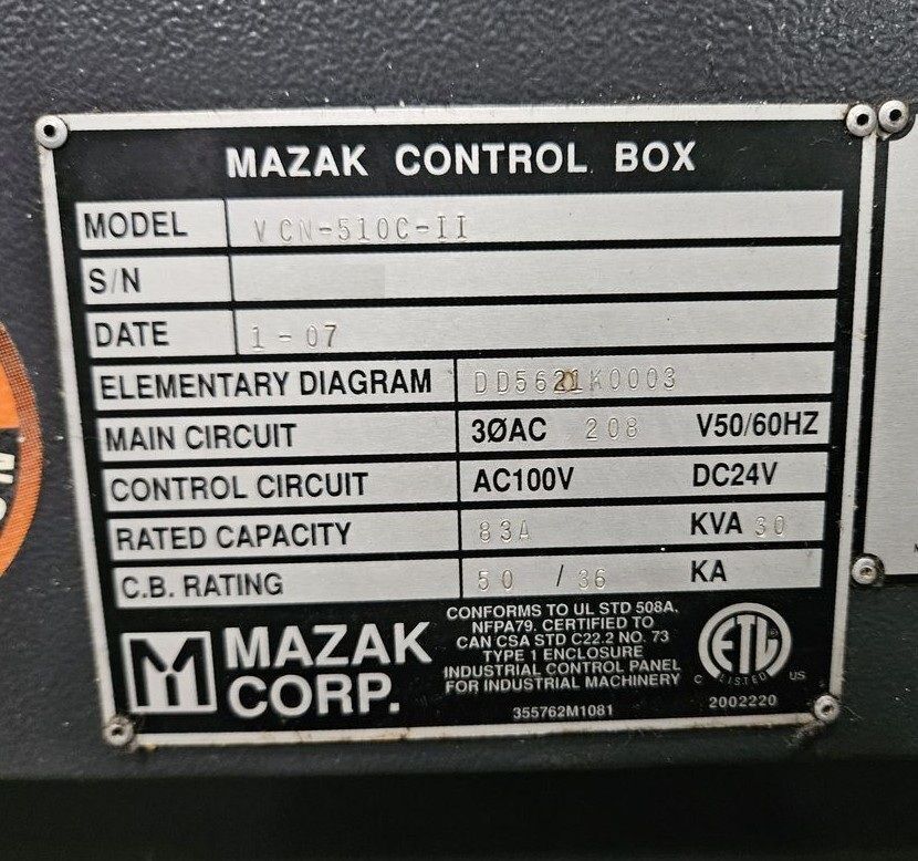 Mazak VCN 510C-II CNC Vertical Machining Center - 4th Axis Ready, 12,000 RPM Mill 6