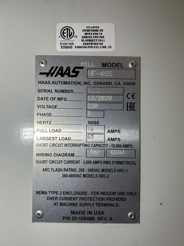 Haas VF-4SS CNC Vertical Machining Center - 2020, WIPS, HSM, 4th Axis MIll 19